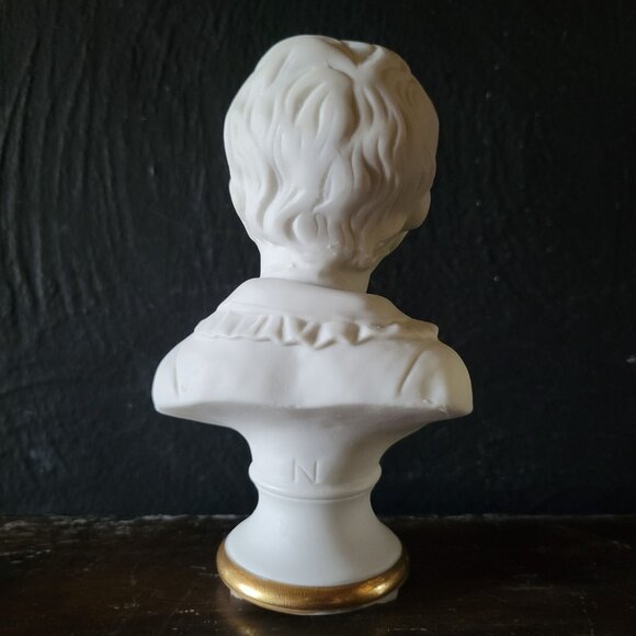 Vintage Lefton Bisque Porcelain Bust Of Boy With Gold Accent - Picture 5 of 8